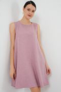2444 Mini Keten Elbise - Pembe resmi